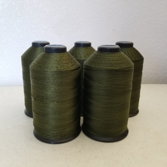 5 Lg Spools Olive Drab Soft Nylon Thread 900 Yards